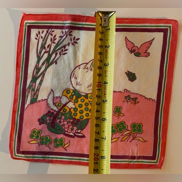 Vintage Cat and Bird Print Child’s Handkerchief - Picture 4 of 4